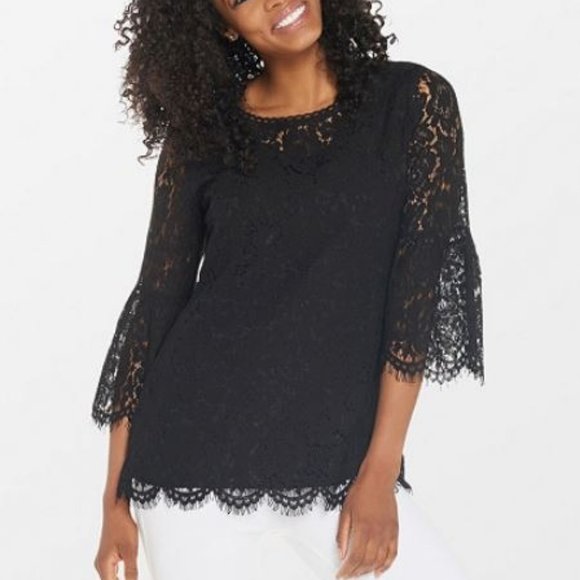 Isaac Mizrahi Tops - Isaac Mizrahi Floral Lace 3/4 Bell Sleeve Tunic